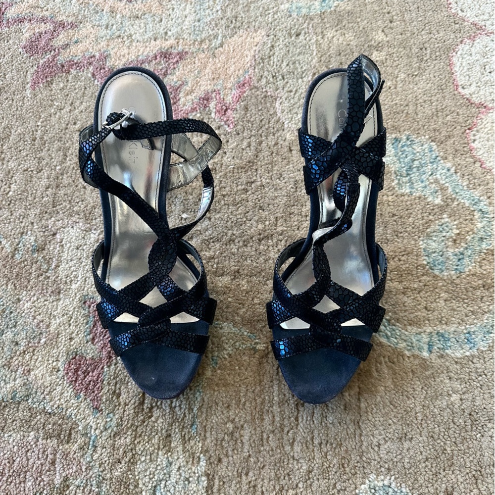 Vintage Calvin Klein Blue Snakeskin Pumps